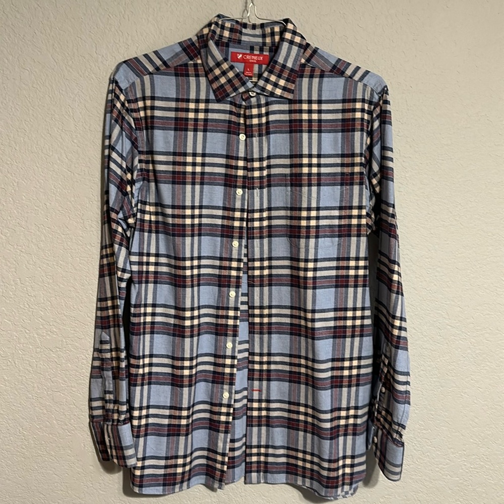 Daniel Cremieux Long-Sleeve Button Down Shirt, Size L, Slim Fit, Blue/Red/Tan
